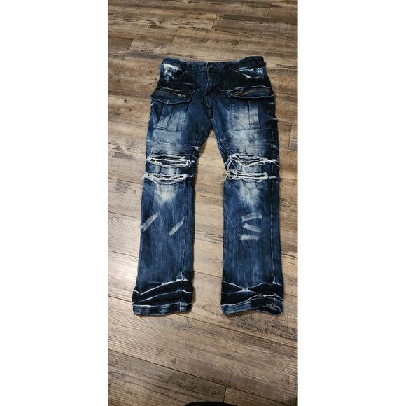 Smoke Rise 36x32 Men Jeans Distressed Waist Tag Not Fully Attached See Pics 2119 - Picture 4 of 7